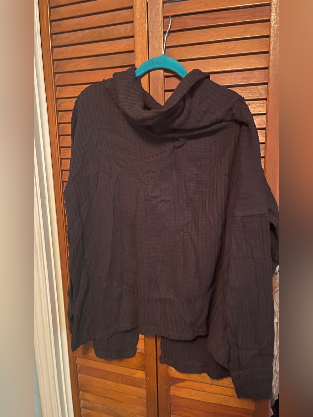 Free People Black Textured Cowl Neck Sweatshirt